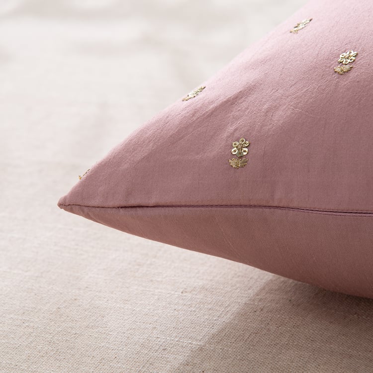 Velour Adorn Embroidered Cushion Cover - 40x40cm