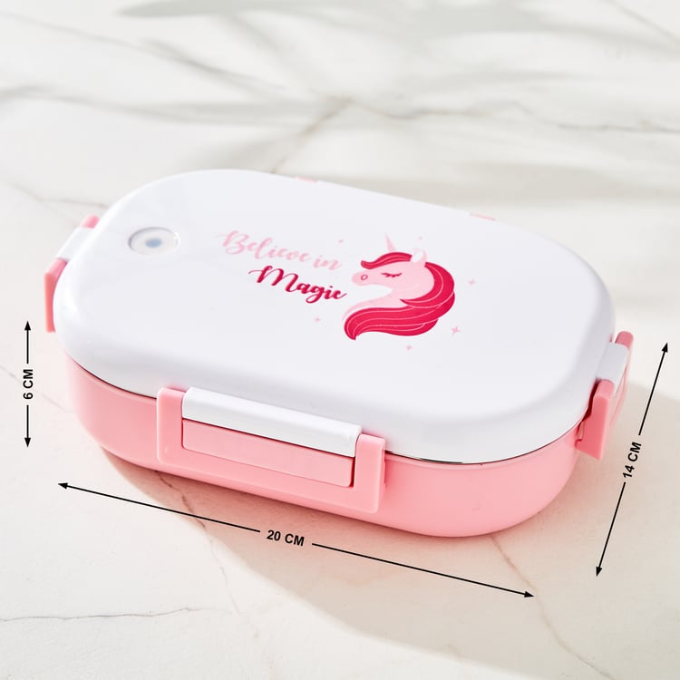 Back To School Unicorn Print Steel Lunch Box - 630ml