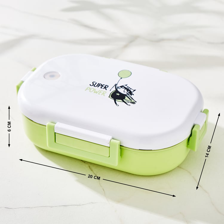 Back To School Cat Print Steel Lunch Box - 630ml