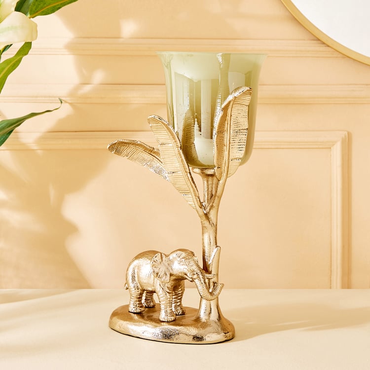 Eternity Vivere Metal and Glass Elephant Candle Holder