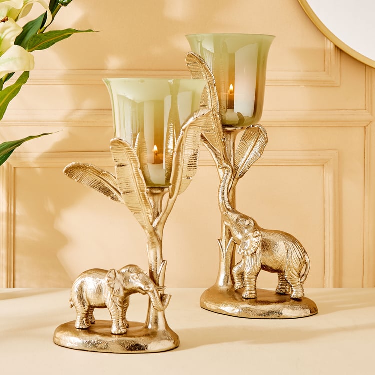 Eternity Vivere Metal and Glass Elephant Candle Holder