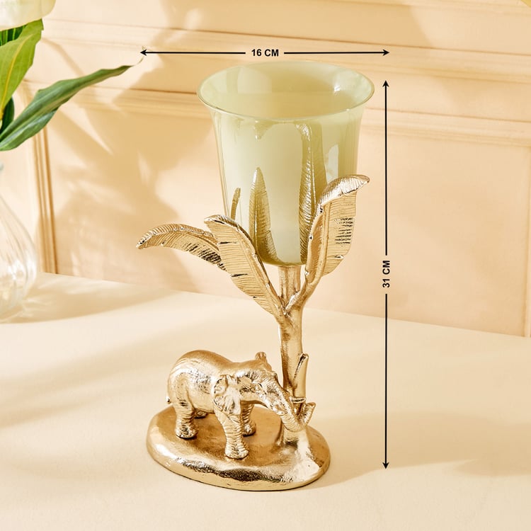 Eternity Vivere Metal and Glass Elephant Candle Holder