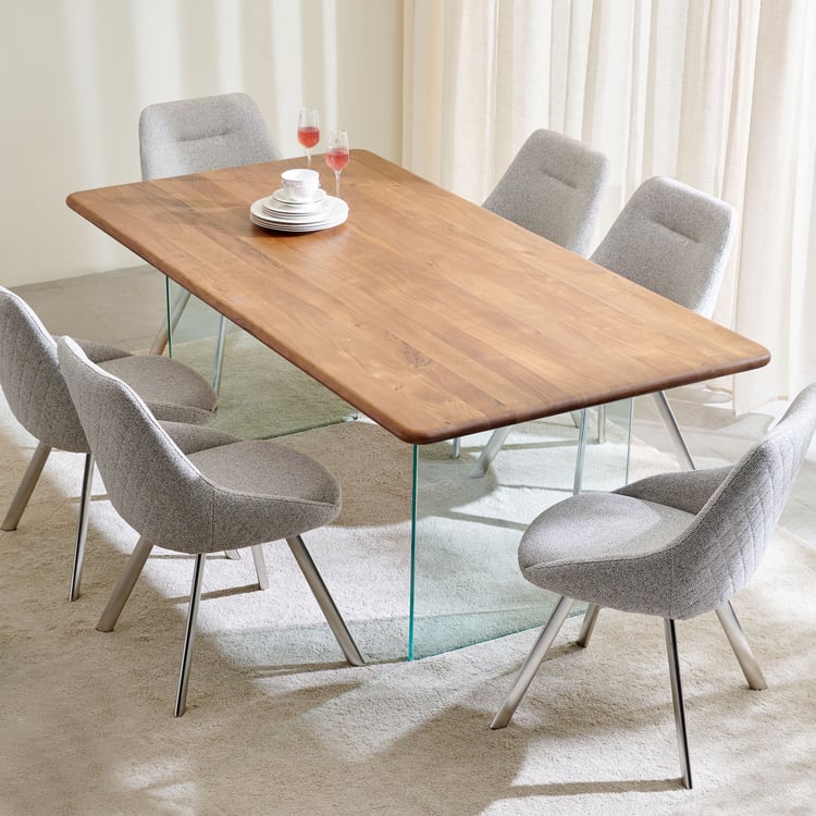 Havana Acacia Wood 6-Seater Dining Table - Walnut