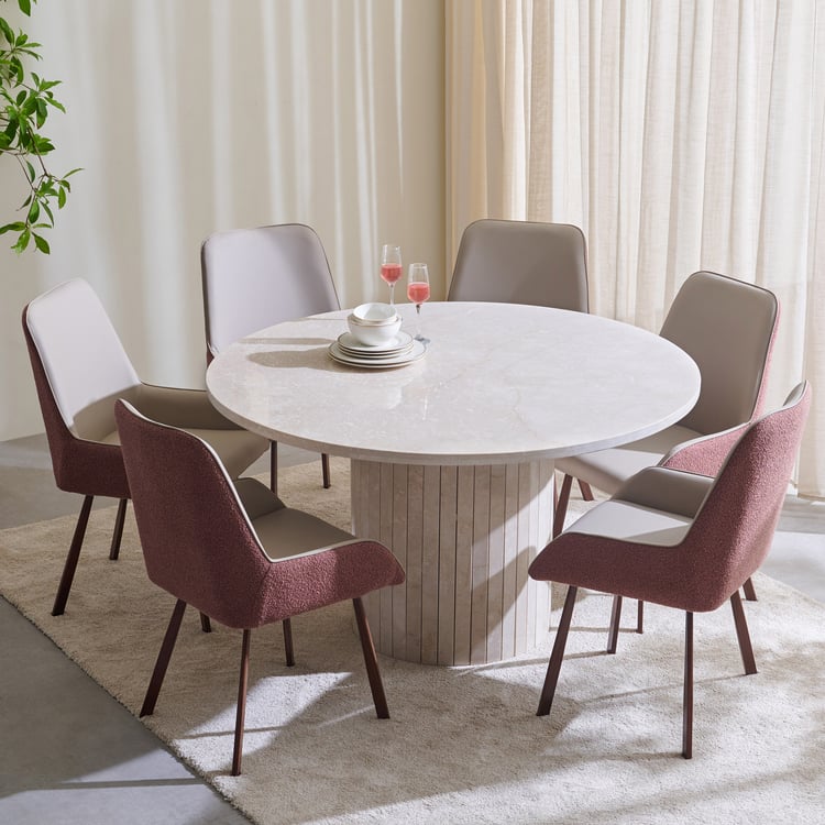 Mirage Marble 6-Seater Dining Table - Off White