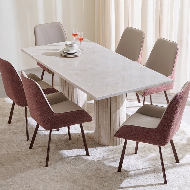 Mirage Marble 6-Seater Dining Table - Off White