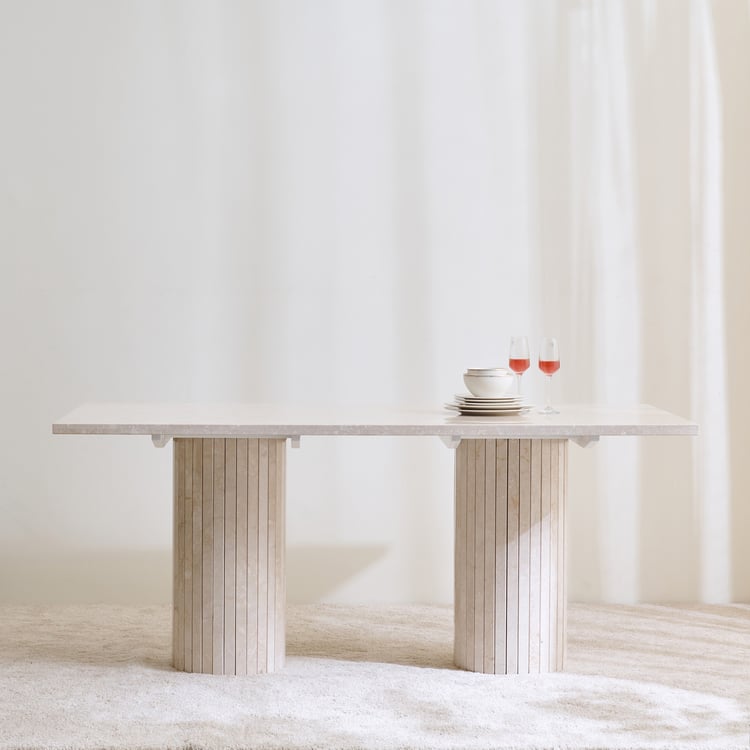 Mirage Marble 6-Seater Dining Table - Off White