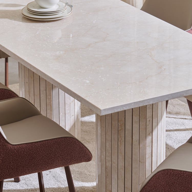 Mirage Marble 6-Seater Dining Table - Off White