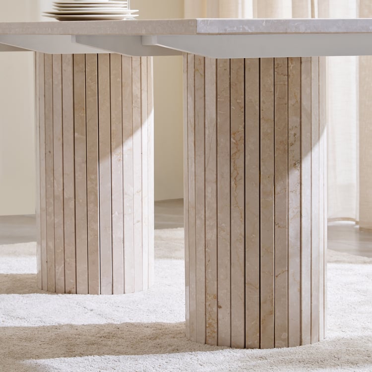 Mirage Marble 6-Seater Dining Table - Off White