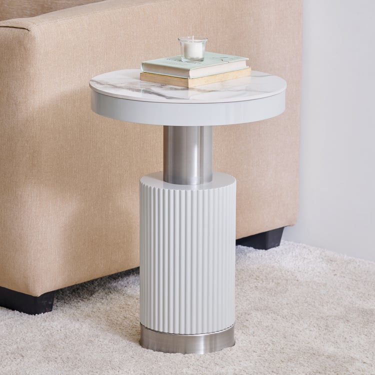 Alpine Ceramic Top End Table - Grey