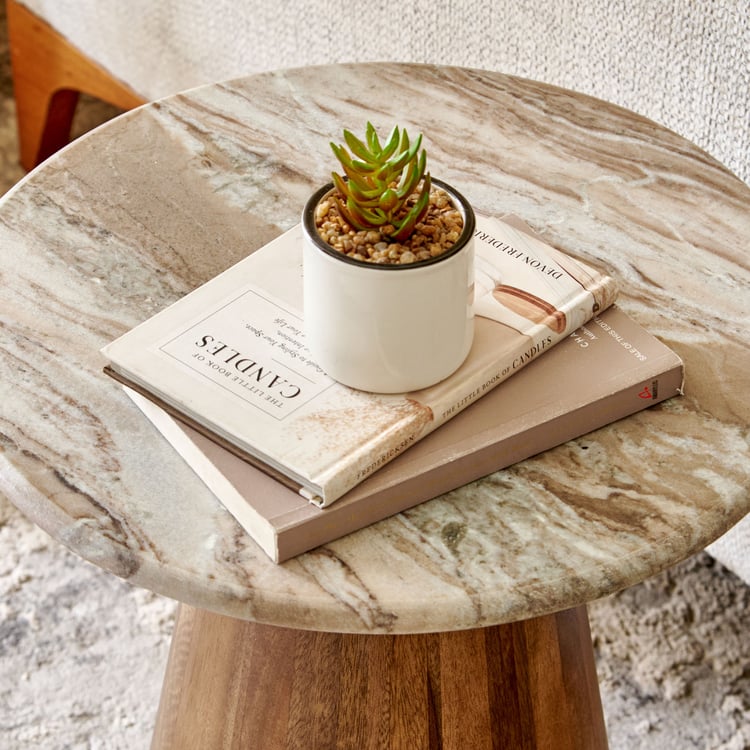 Wells Marble Top End Table - Brown