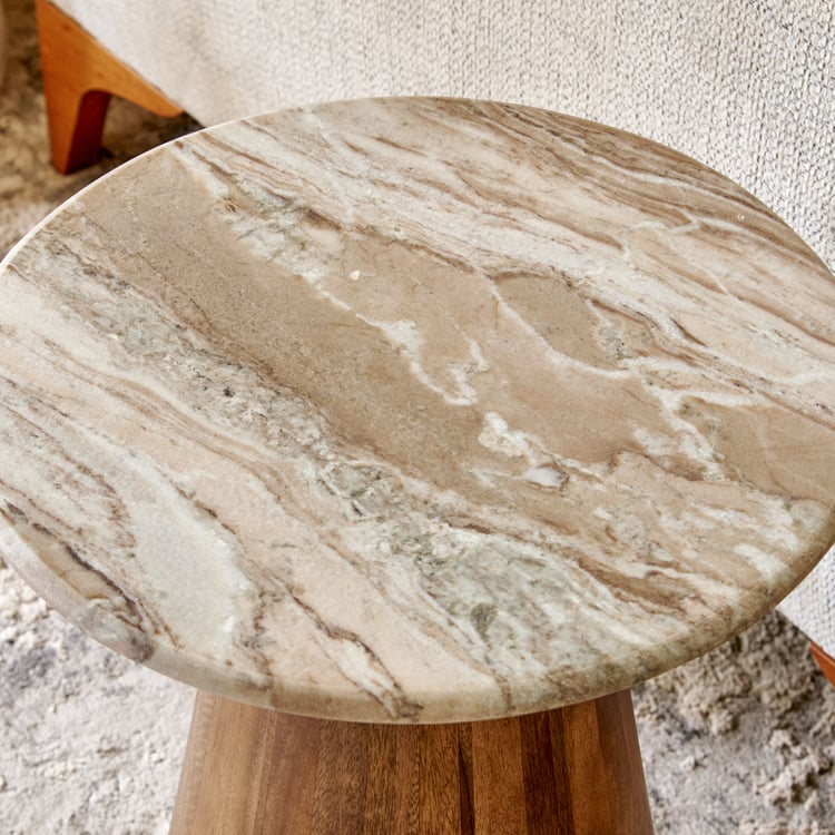 Wells Marble Top End Table - Brown