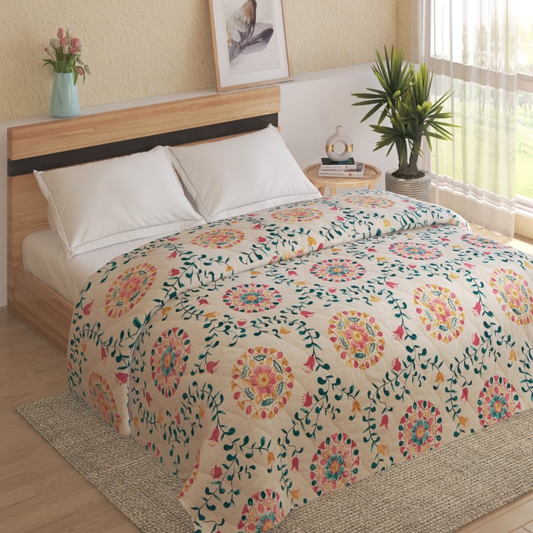 Rhapsody Morganite Cotton Printed Double Quilt