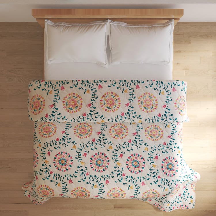 Rhapsody Morganite Cotton Printed Double Quilt