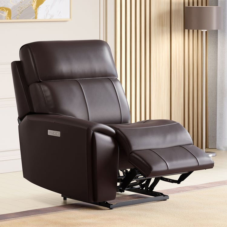 Stockholm Half Leather 1-Seater Left Arm Electric Recliner