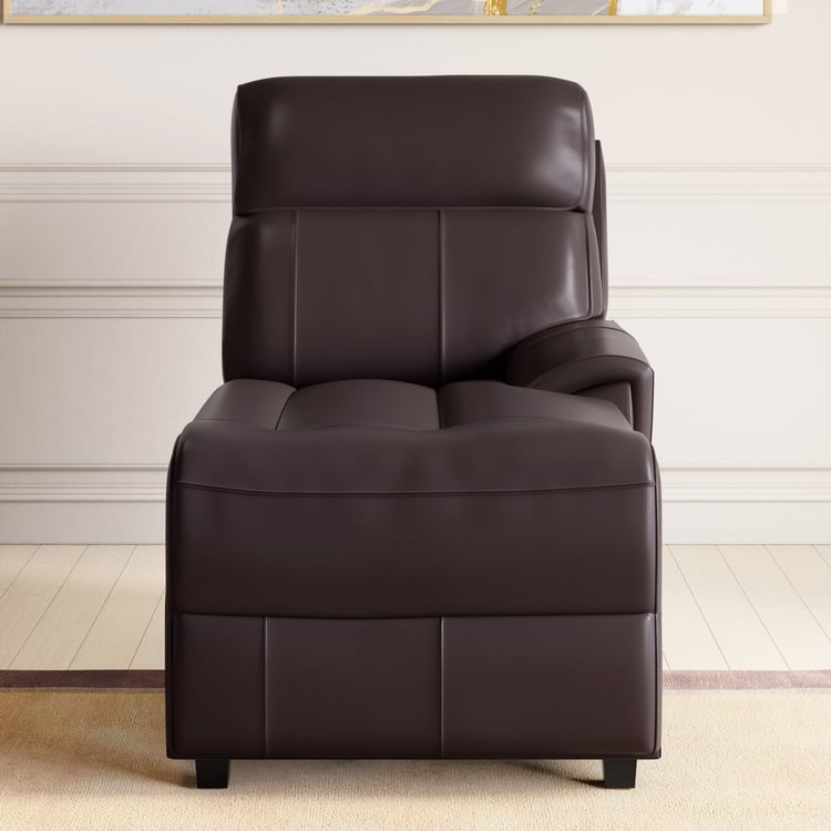 Stockholm Half Leather 1-Seater Push Back Lounge Recliner - Brown