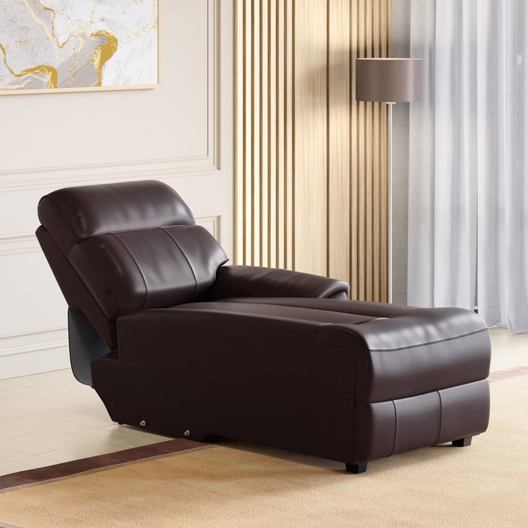 Stockholm Half Leather 1-Seater Push Back Lounge Recliner - Brown