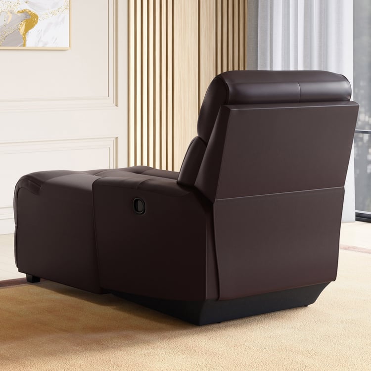 Stockholm Half Leather 1-Seater Push Back Lounge Recliner - Brown