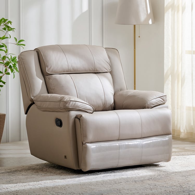 Torino Half Leather 1-Seater Recliner - Grey