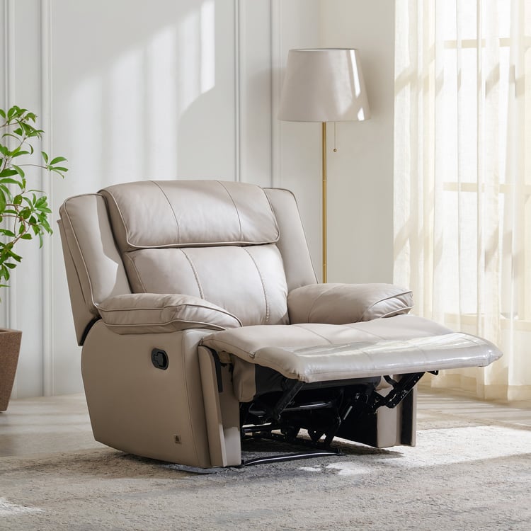 Torino Half Leather 1-Seater Recliner - Grey