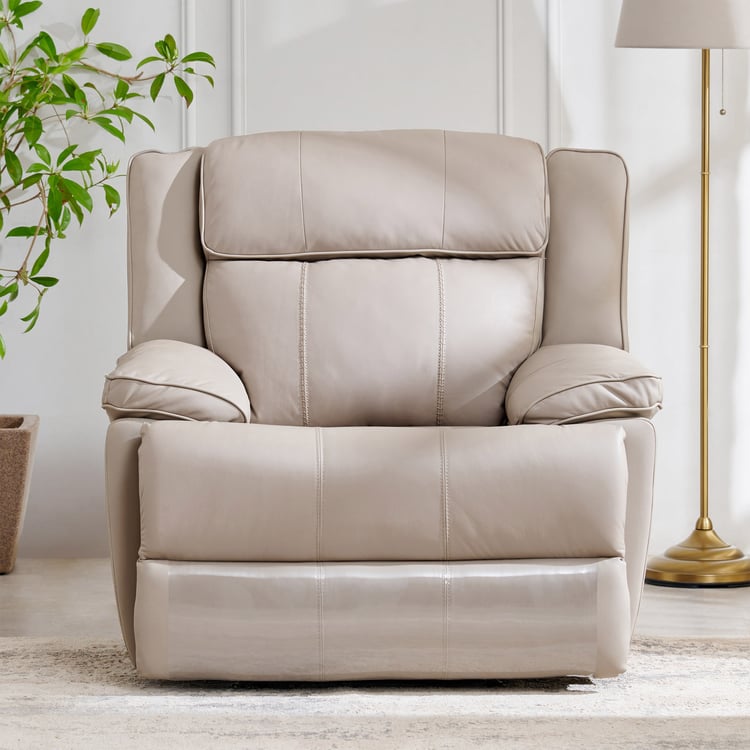 Torino Half Leather 1-Seater Electric Recliner - Grey