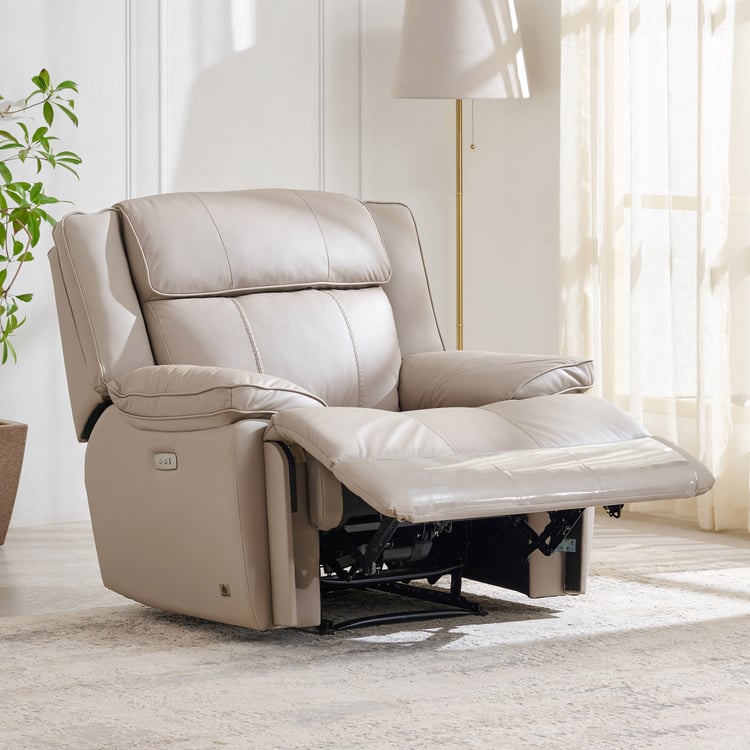 Torino Half Leather 1-Seater Electric Recliner - Grey