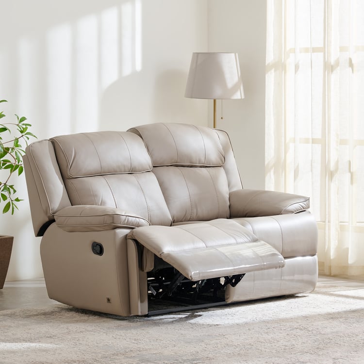 Torino Half Leather 2-Seater Recliner Set - Grey