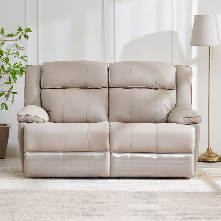 Torino Half Leather 2-Seater Electric Recliner Set - Grey