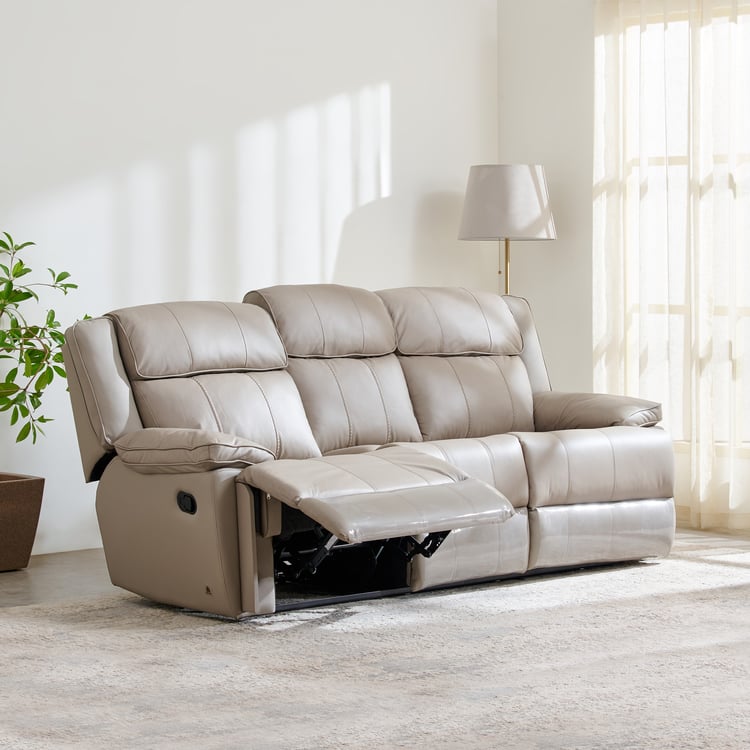 Torino Half Leather 3-Seater Recliner Set - Grey