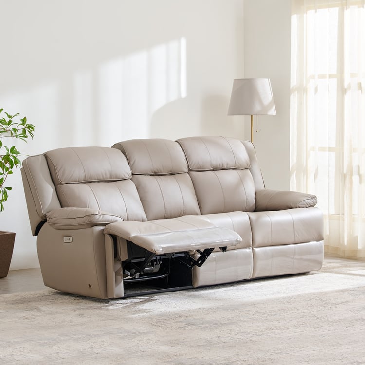 Torino Half Leather 3-Seater Electric Recliner Set - Grey