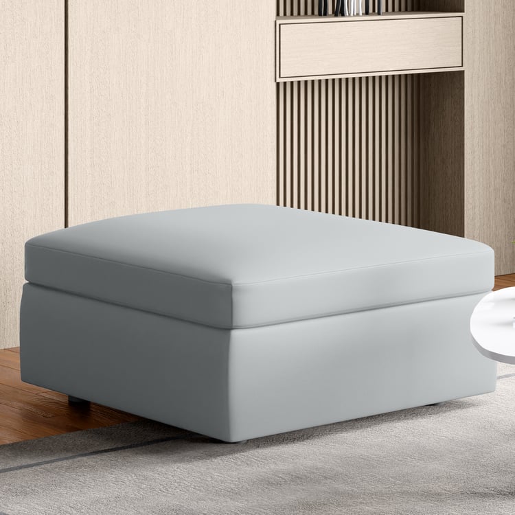 Alpine Half Leather Ottoman - Grey