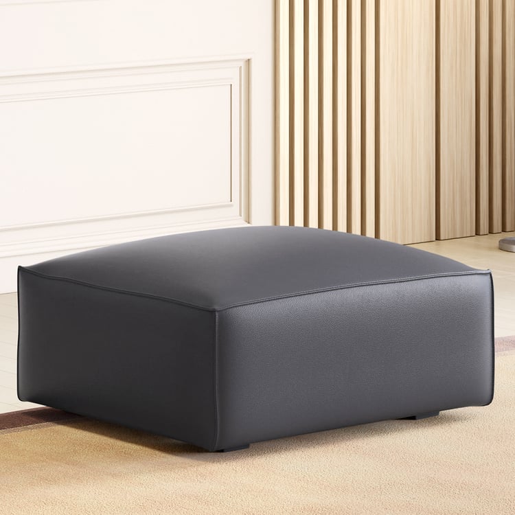 Mills Half Leather Ottoman