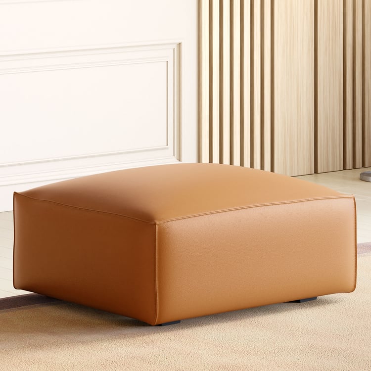 Mills Half Leather Ottoman