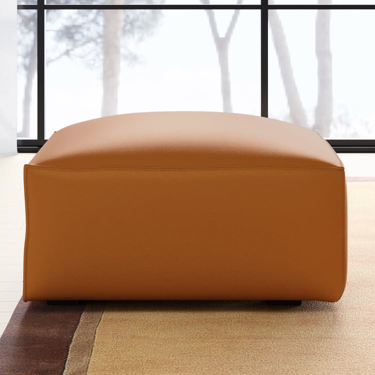 Mills Half Leather Ottoman