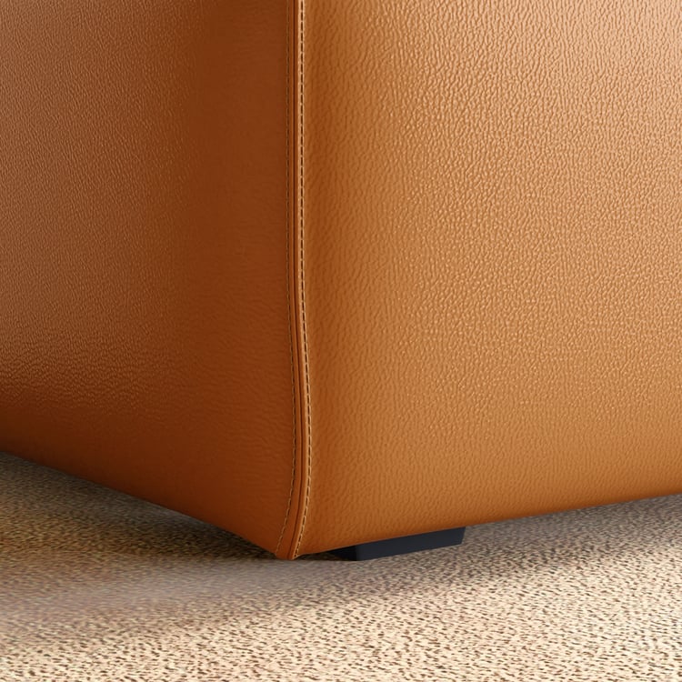 Mills Half Leather Ottoman