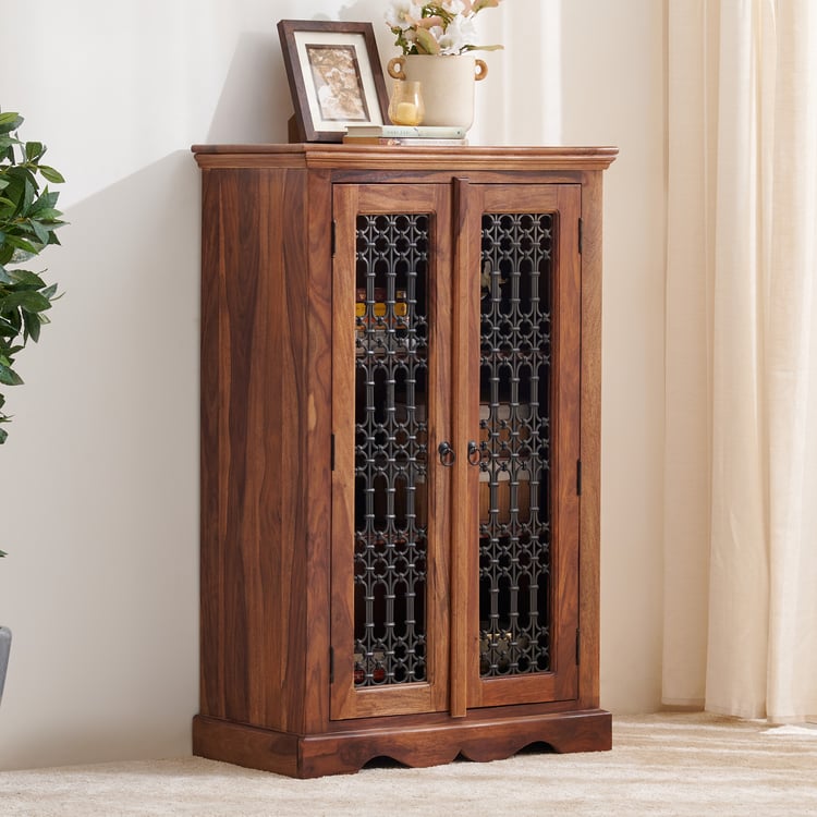 Helios Kian Sheesham Wood 2-Door Multipurpose Cabinet - Brown