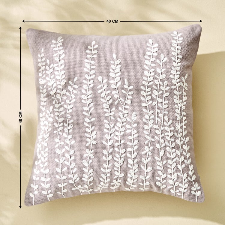 Poetry Sisal Embroidered Cushion Cover - 40x40cm