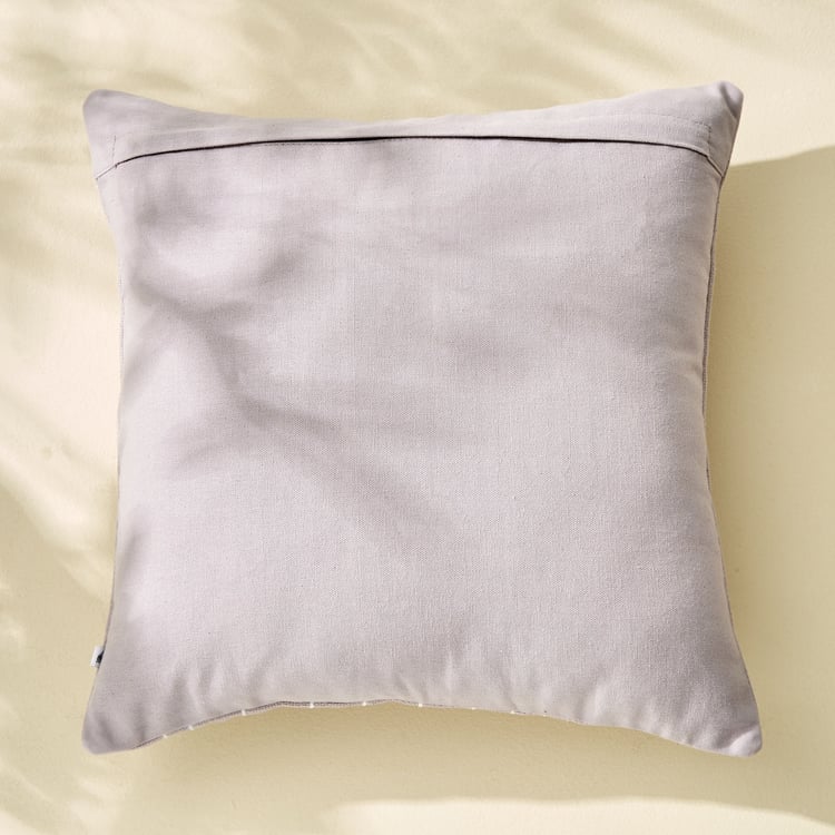 Poetry Sisal Embroidered Cushion Cover - 40x40cm