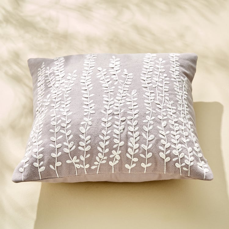 Poetry Sisal Embroidered Cushion Cover - 40x40cm