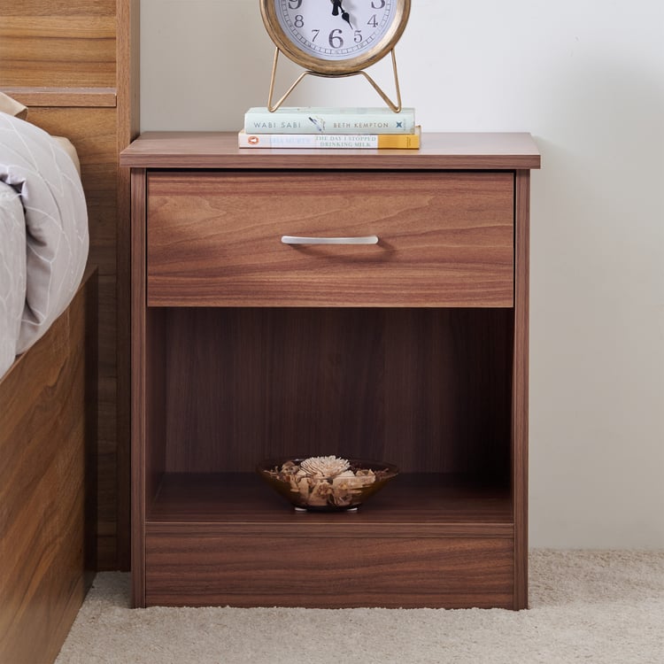 Helios Alton Arvis Bedside Table with Drawer - Walnut