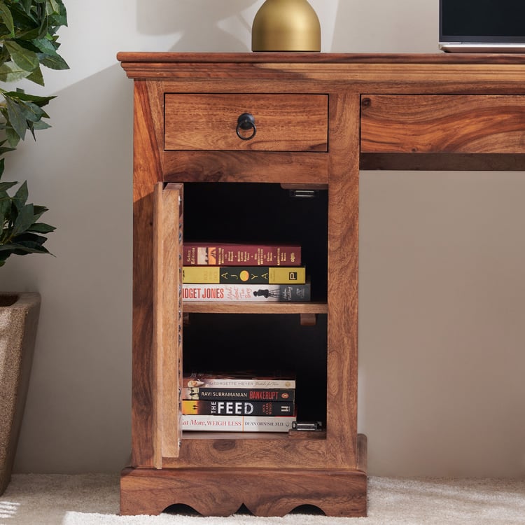 Helios Kian Sheesham Wood Study Desk - Brown