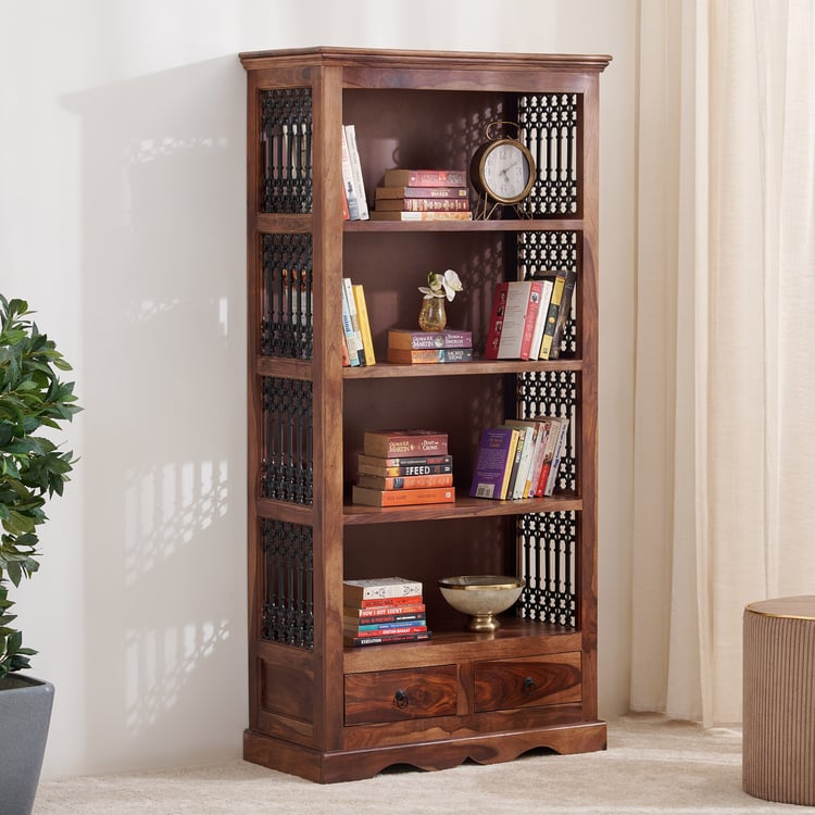 Helios Kian Sheesham Wood 4-Tier Book Shelf - Brown