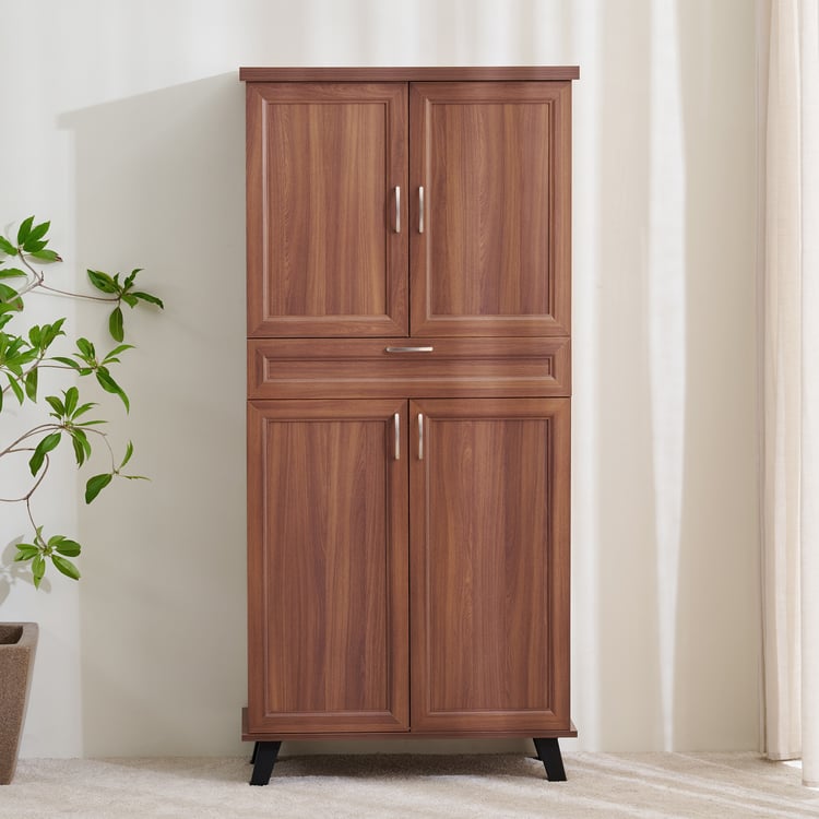 Helios Alton 24 Pairs 4-Door Shoe Cabinet with Drawer - Walnut