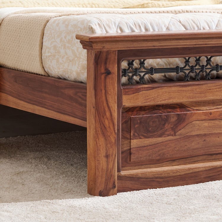 Helios Kian Sheesham Wood King Bed - Brown