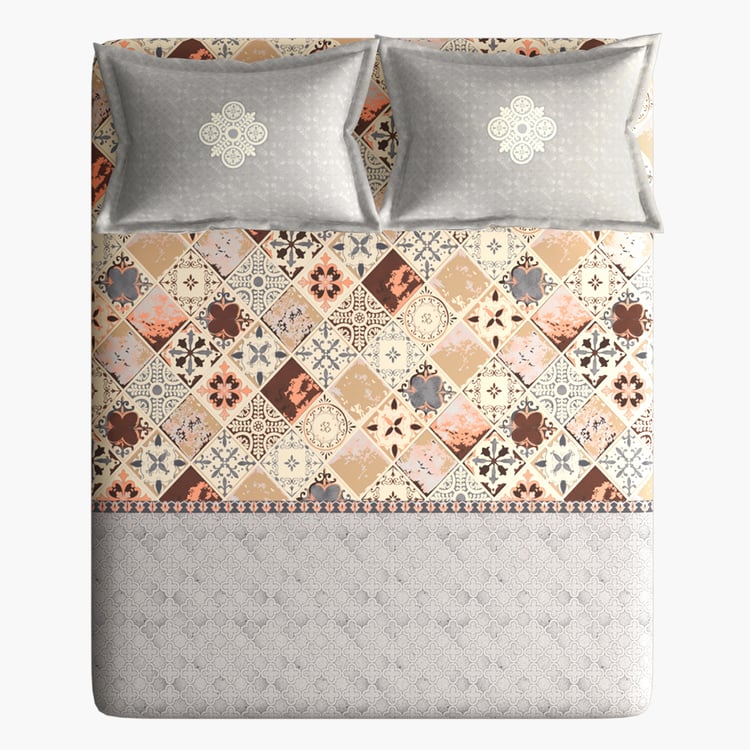 PORTICO Mosaic Cotton 220TC Printed 3Pcs Super King Bedsheet Set