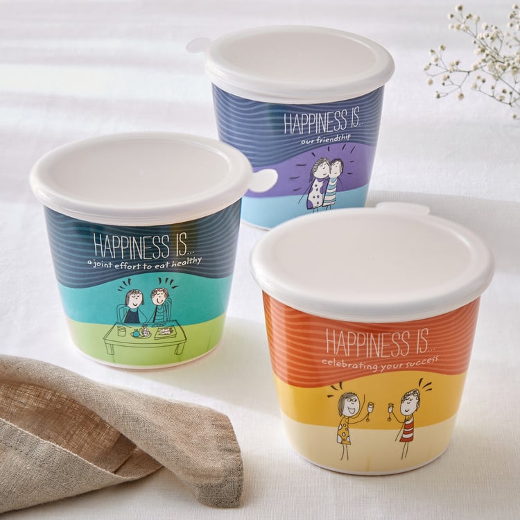 Melina Happiness Copper Set of 3 Melamine Printed Canister - 700ml