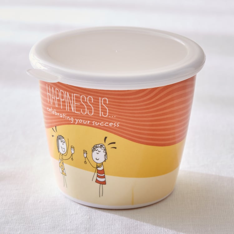 Melina Happiness Copper Set of 3 Melamine Printed Canister - 700ml