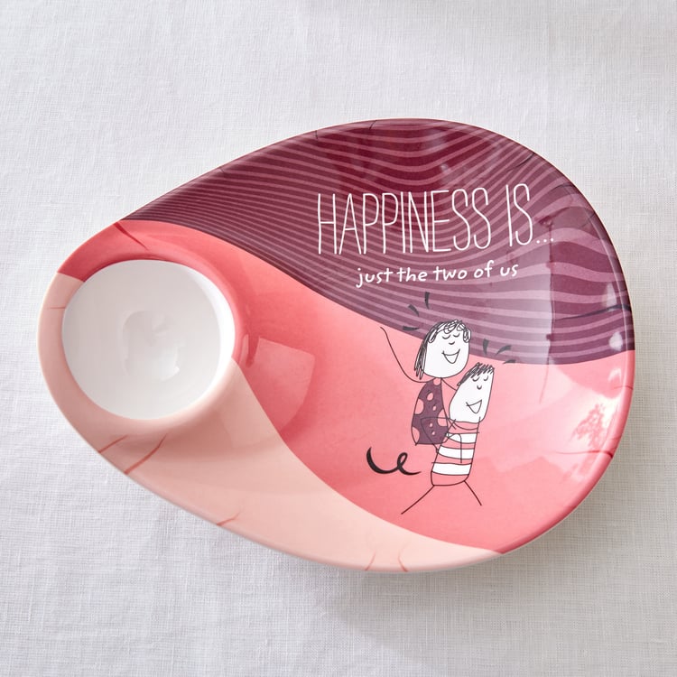 Melina Happiness Set of 2 Melamine Printed Chip and Dip Platters