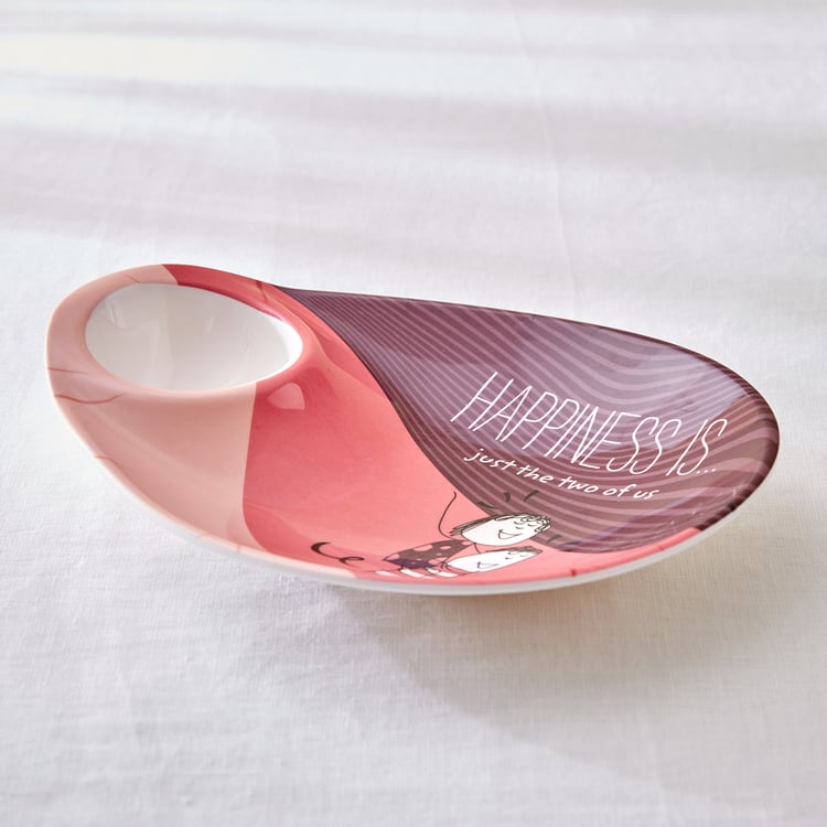 Melina Happiness Set of 2 Melamine Printed Chip and Dip Platters