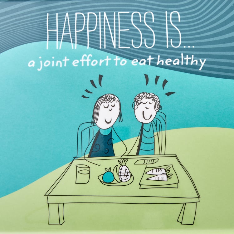 Melina Happiness Set of 2 Melamine Printed Serving Trays