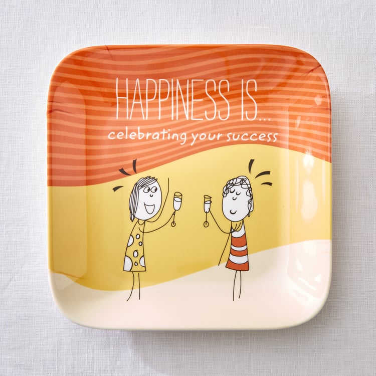 Melina Happiness Cooper Set of 4 Melamine Printed Serving Platters